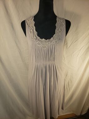 Sleeveless Lace-Trim Women’s Madison Nightgown in Light Taupe - L